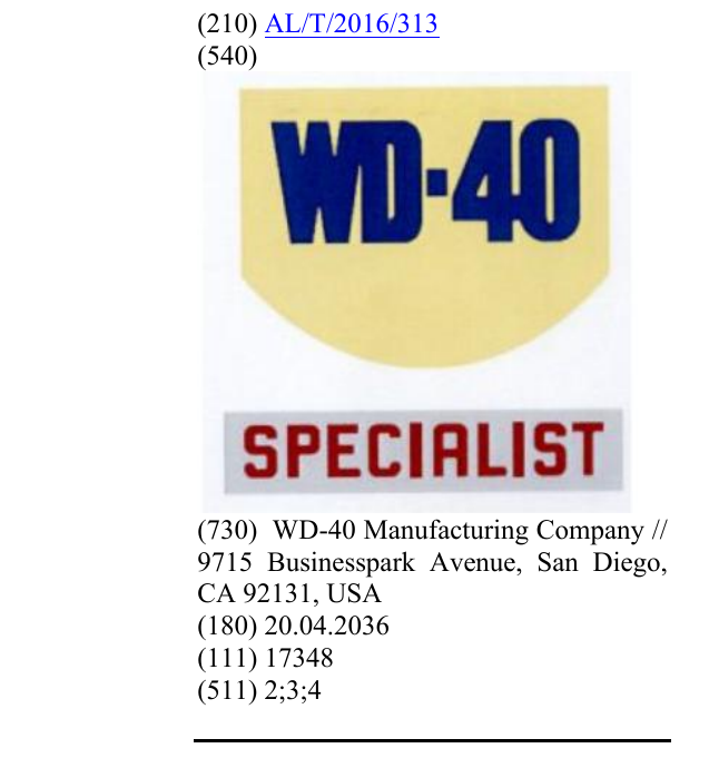 Zëri i markës WD-40 SPECIALIST në buletin