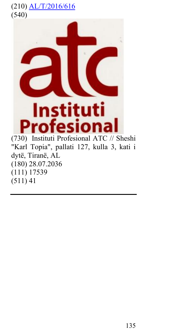 Zëri i markës Instituti Profesional atc në buletin