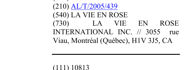 Zëri i markës LA VIE EN ROSE në buletin