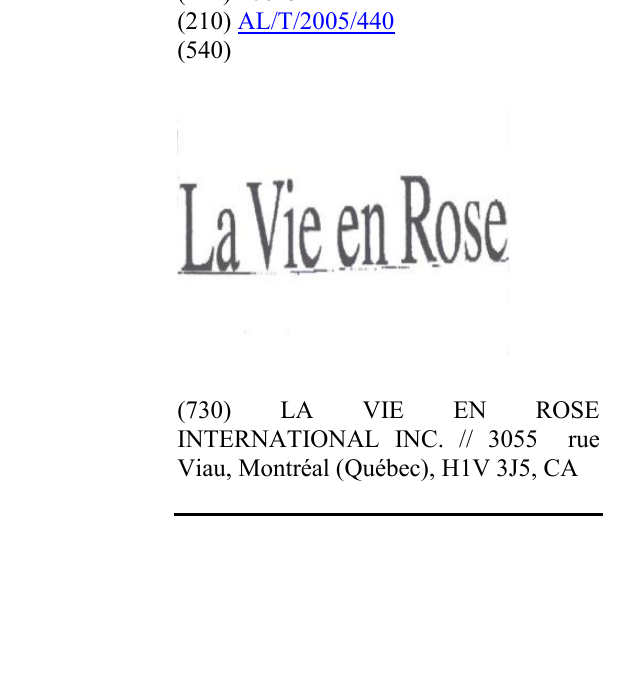 Zëri i markës LA VIE EN ROSE në buletin