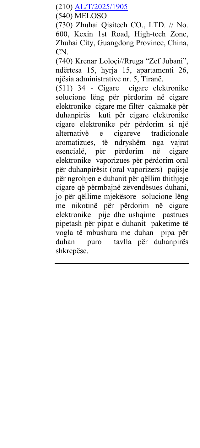 Zëri i markës MELOSO në buletin
