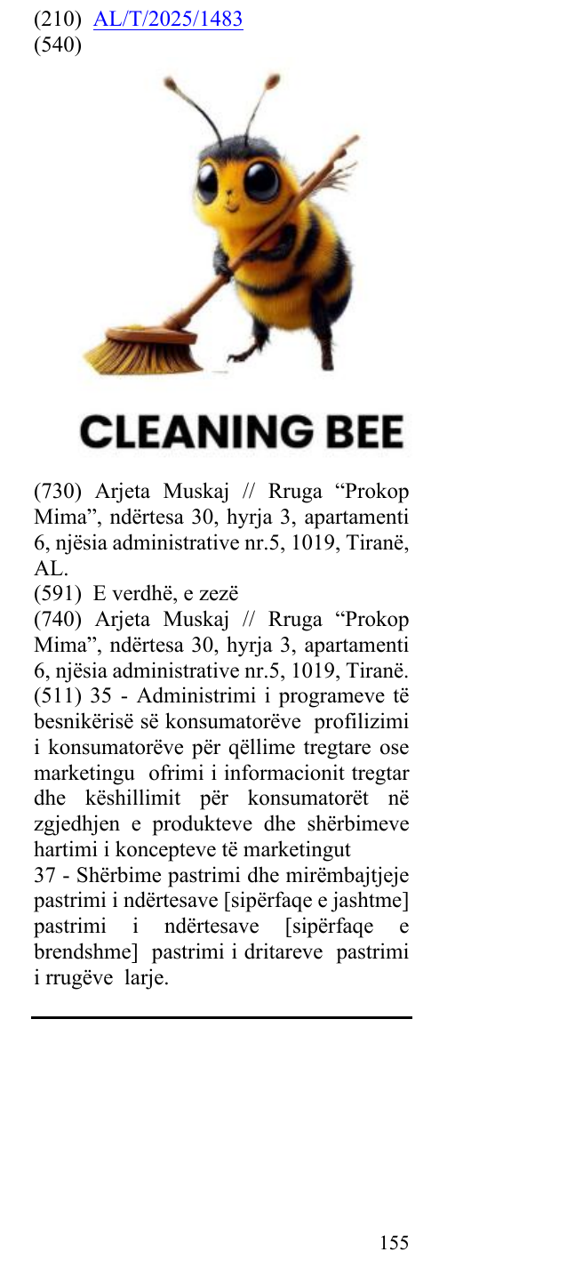 Zëri i markës CLEANING BEE në buletin