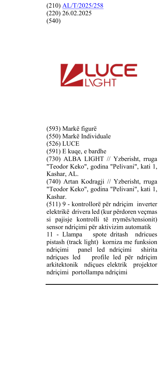 Zëri i markës LUCE në buletin