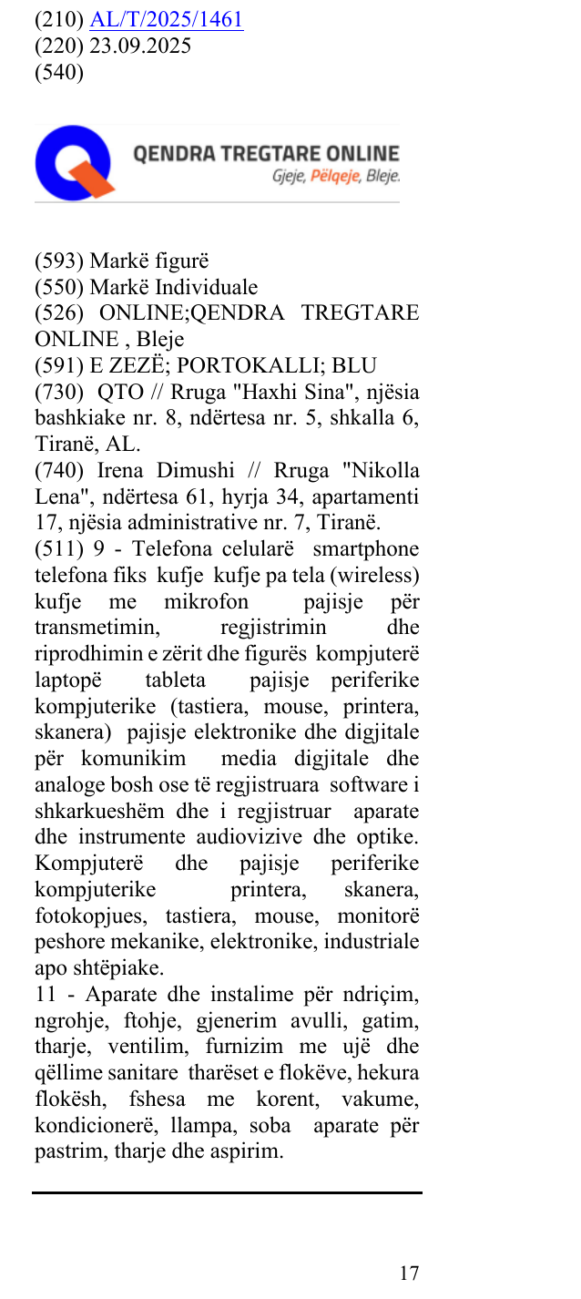 Zëri i markës ONLINE;QENDRA TREGTARE ONLINE , Bleje në buletin