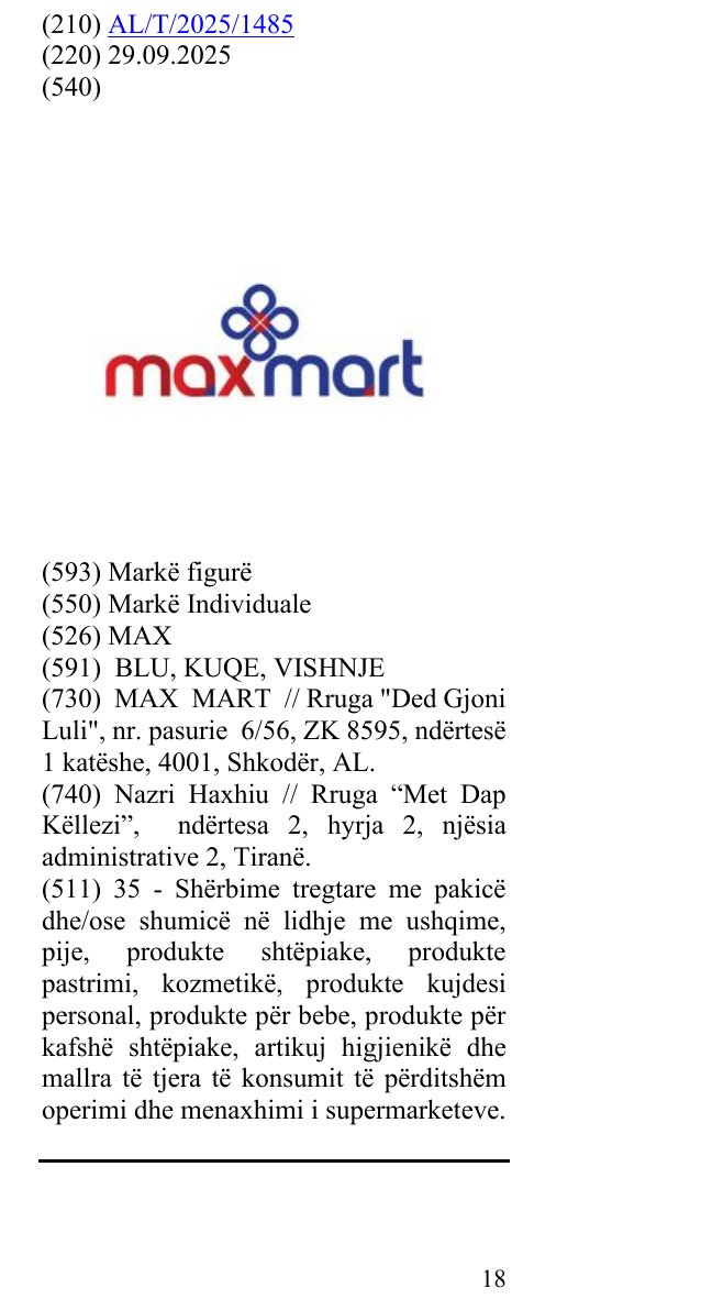 Zëri i markës MAX në buletin