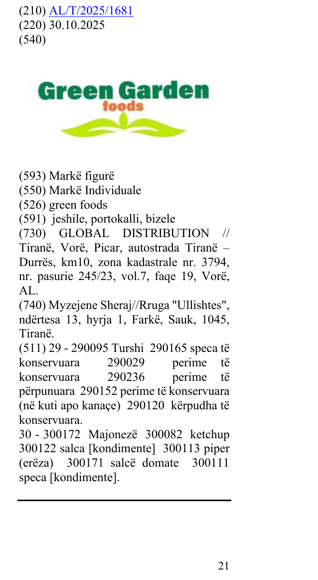 Zëri i markës green foods në buletin
