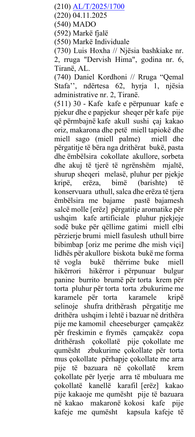 Zëri i markës MADO në buletin