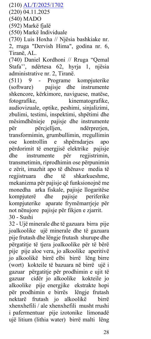 Zëri i markës MADO në buletin