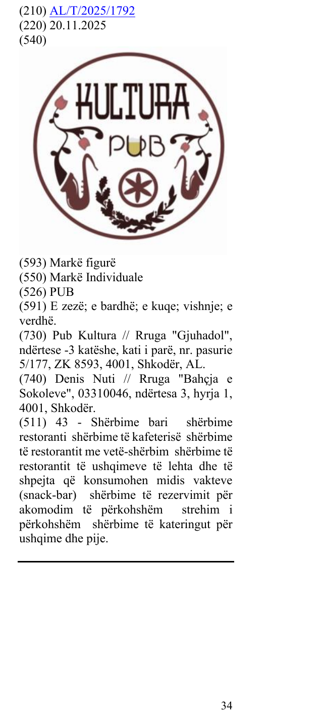 Zëri i markës PUB në buletin