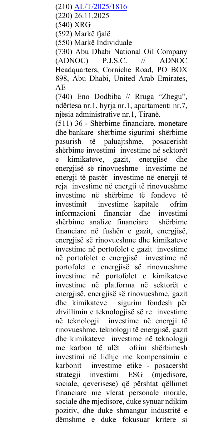 Zëri i markës XRG në buletin