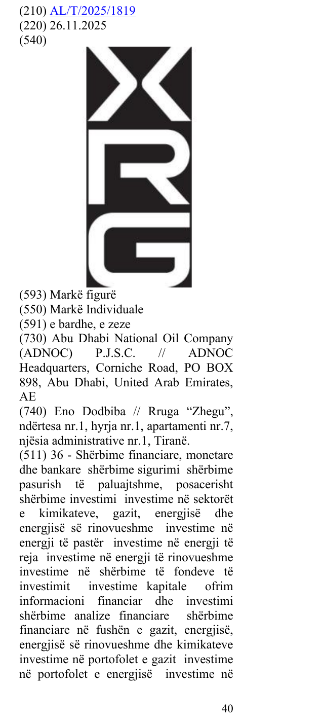 Zëri i markës XRG në buletin
