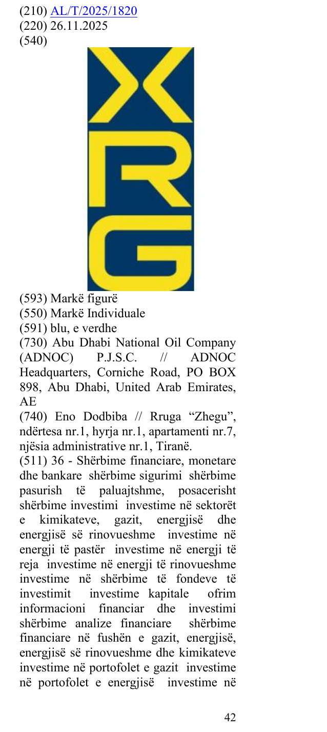 Zëri i markës XRG në buletin