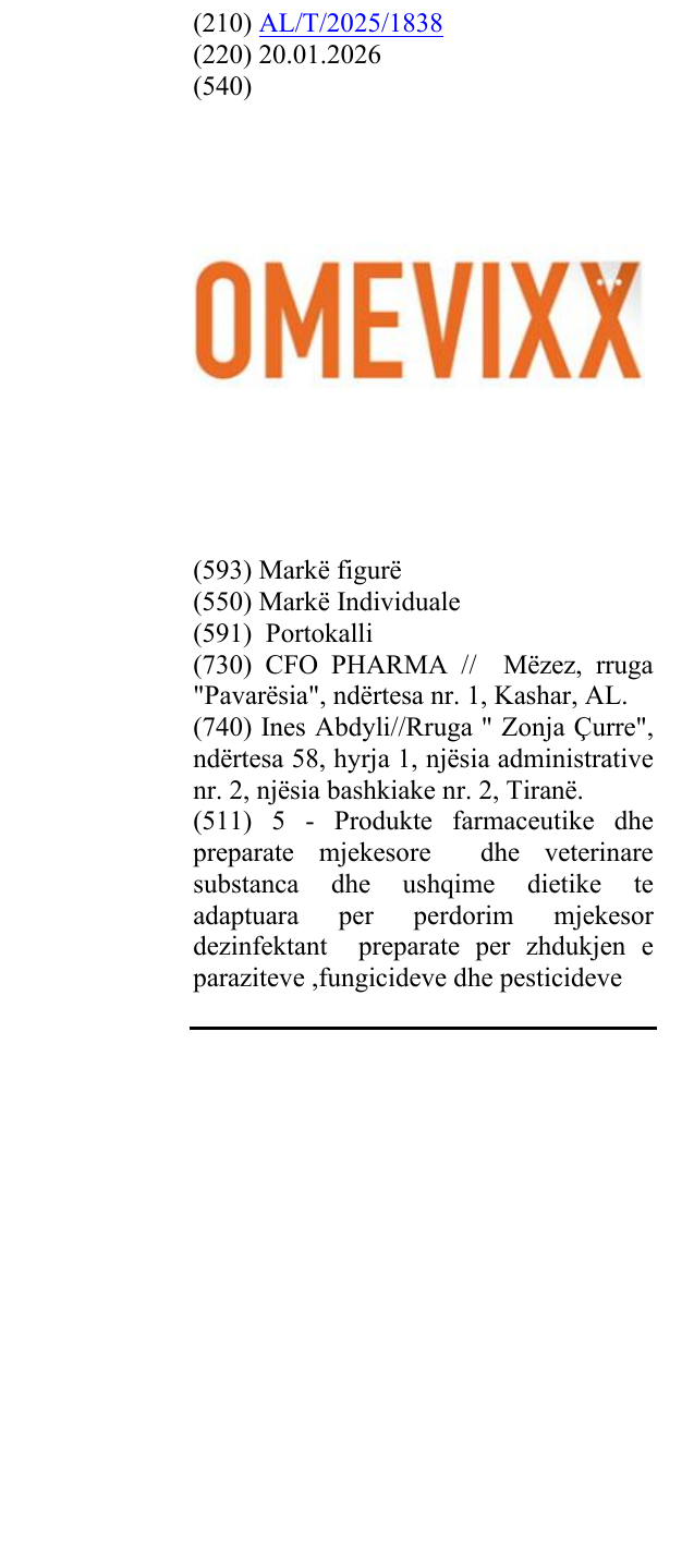 Zëri i markës OMEVIXX në buletin