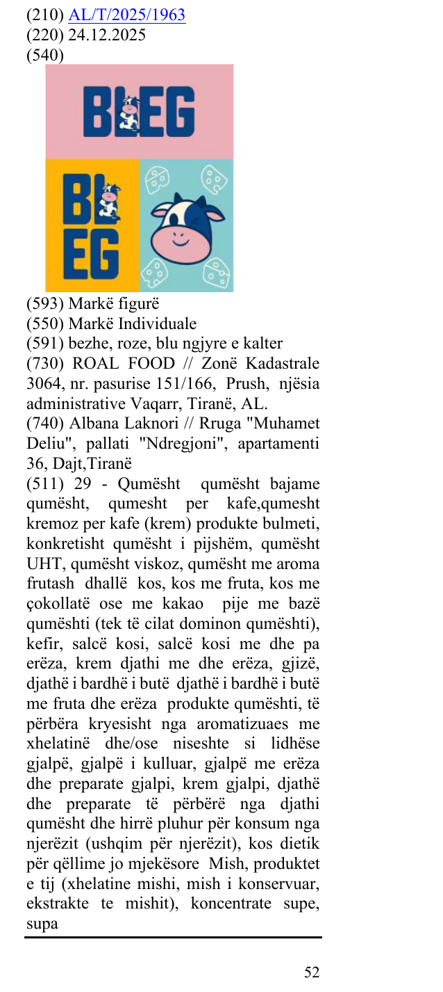 Zëri i markës BLEG në buletin
