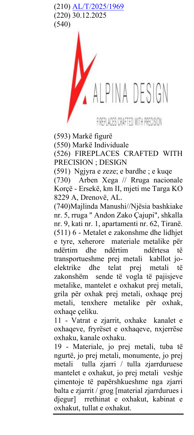 Zëri i markës FIREPLACES CRAFTED WITH PRECISION ; DESIGN në buletin