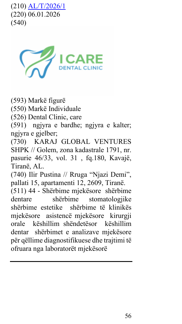 Zëri i markës Dental Clinic, care në buletin