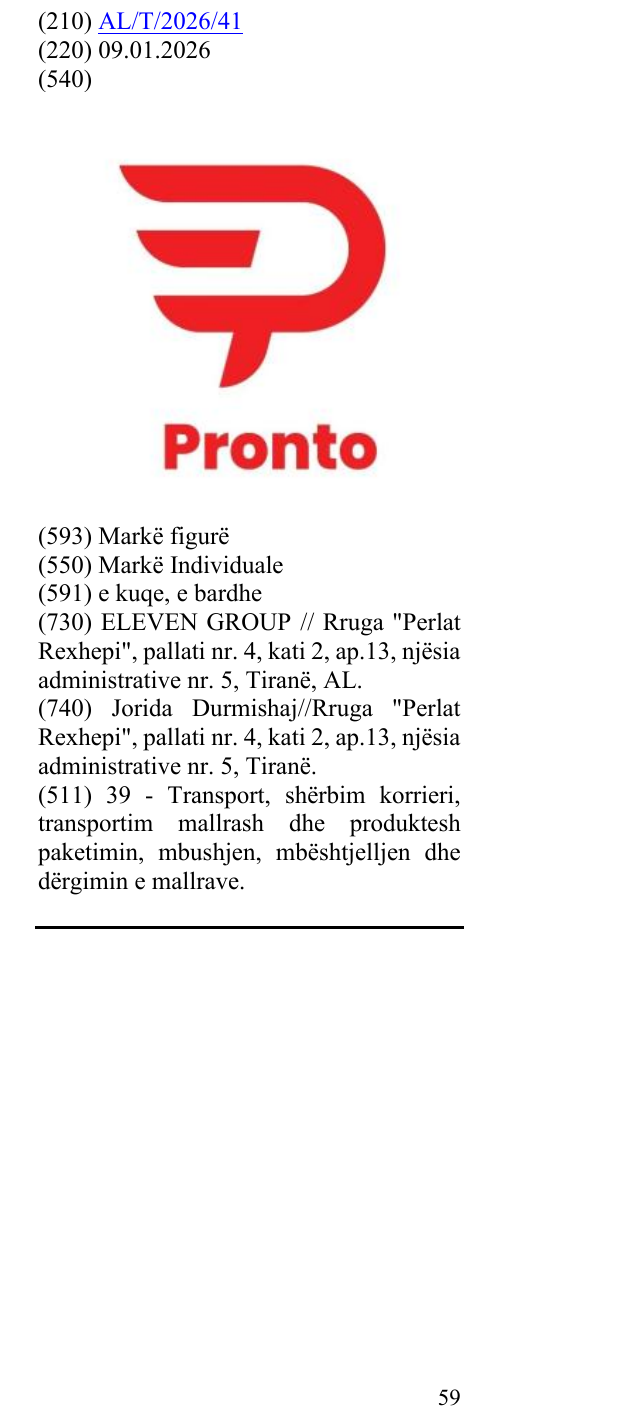 Zëri i markës Pronto , P në buletin