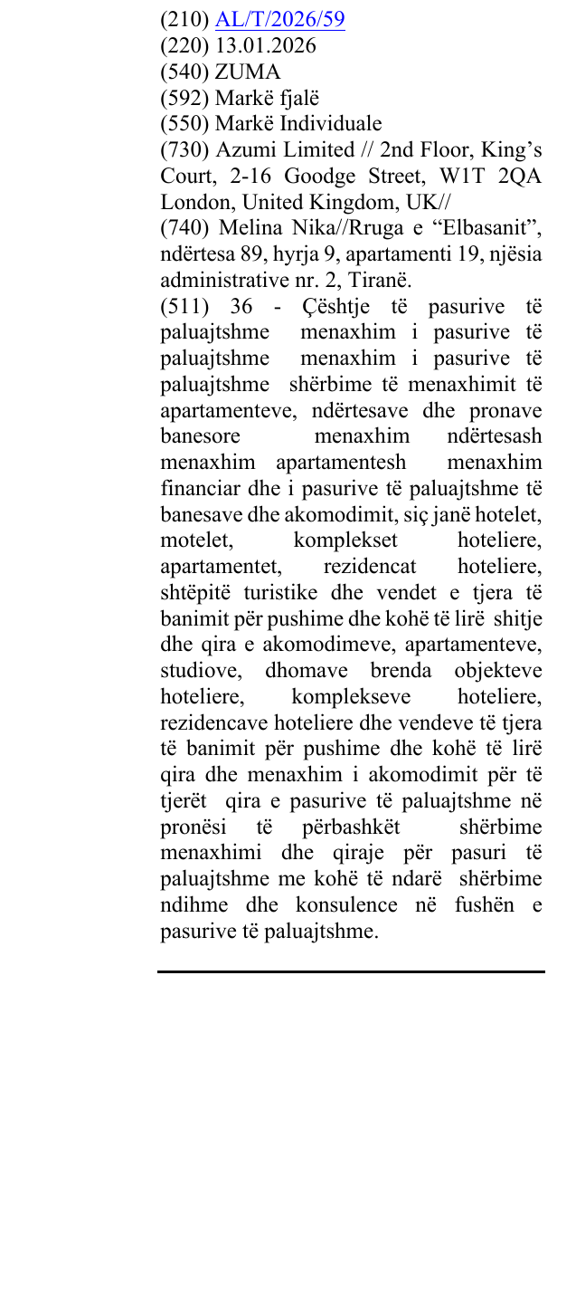 Zëri i markës ZUMA në buletin