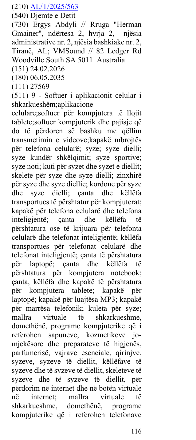 Zëri i markës Djemte e Detit në buletin