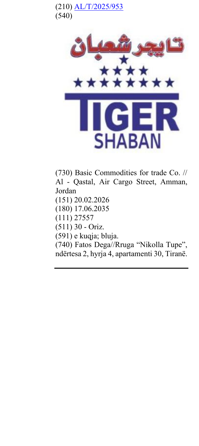 Zëri i markës TIGER SHABAN në buletin