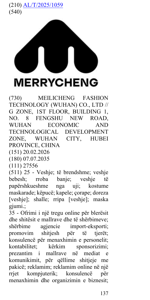 Zëri i markës MERRYCHENG në buletin