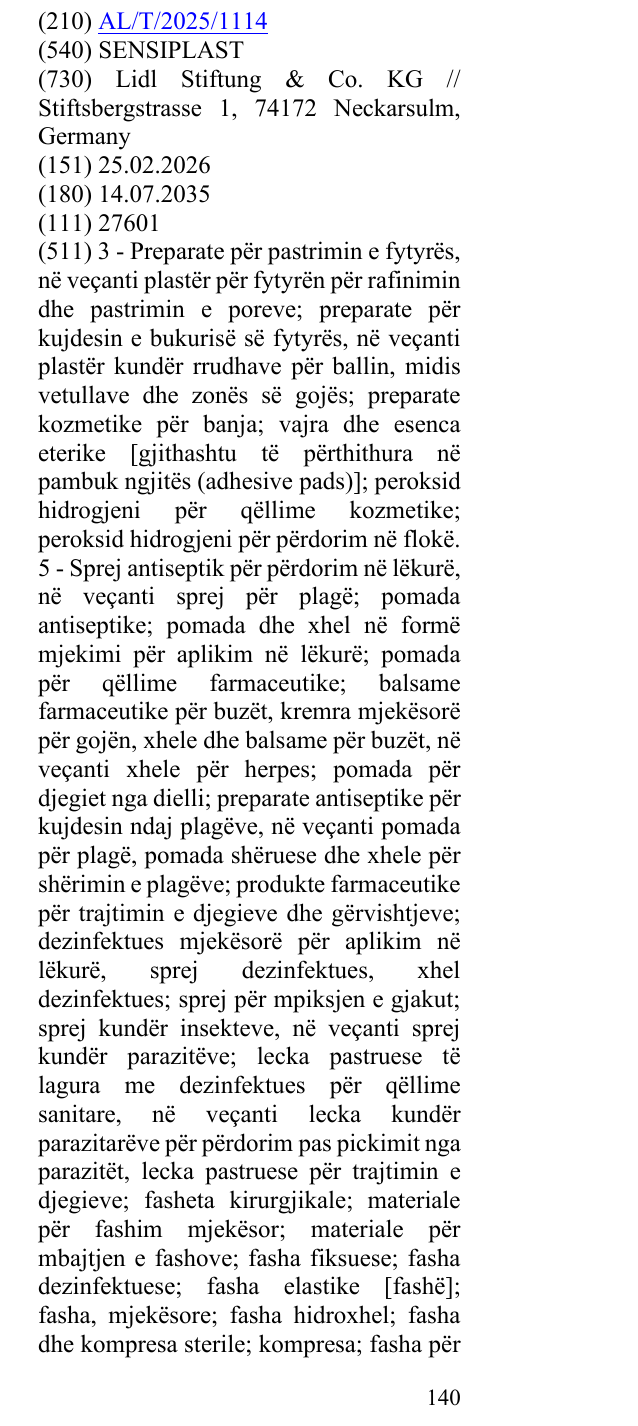 Zëri i markës SENSIPLAST në buletin