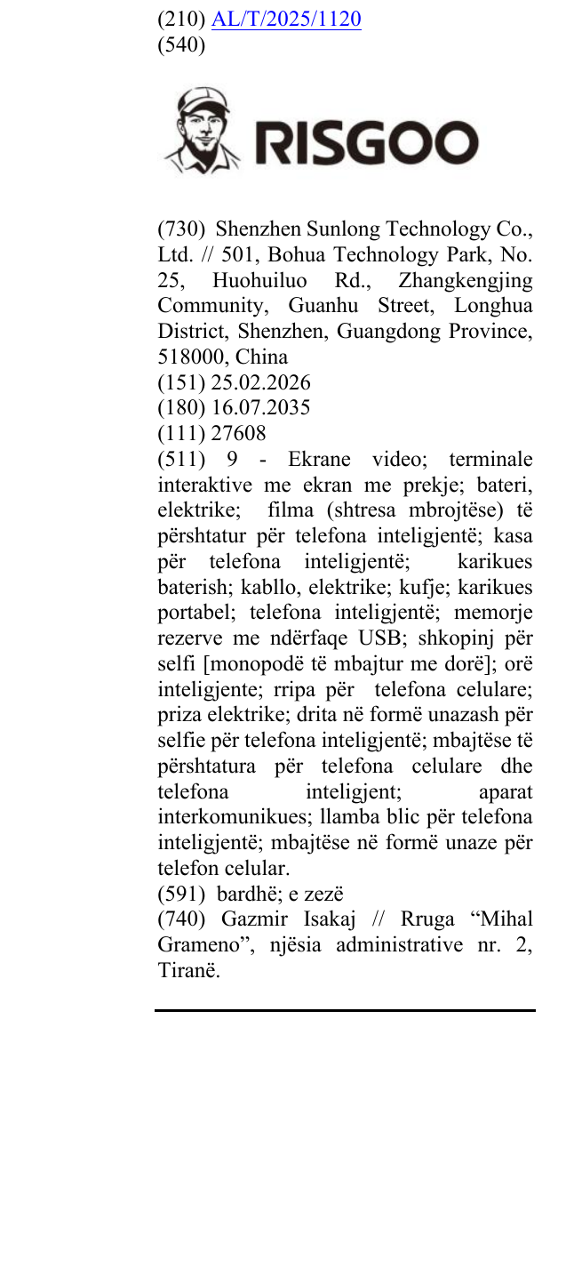 Zëri i markës RISGOO në buletin