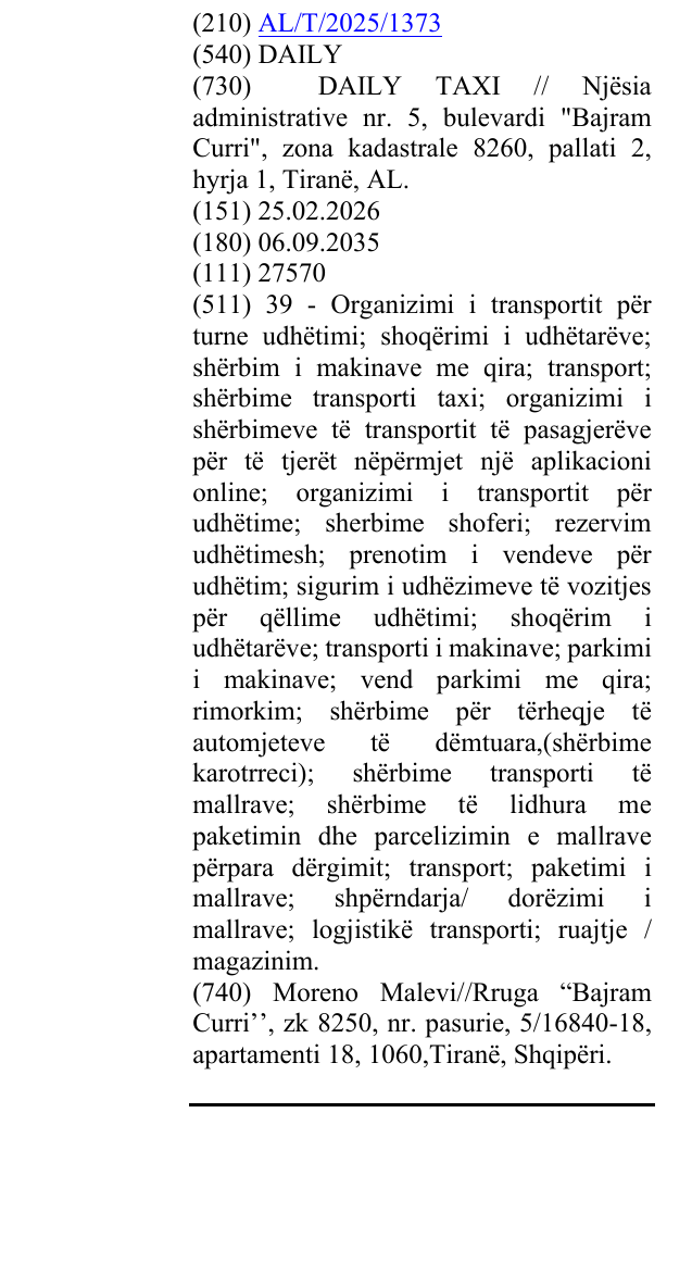 Zëri i markës DAILY në buletin