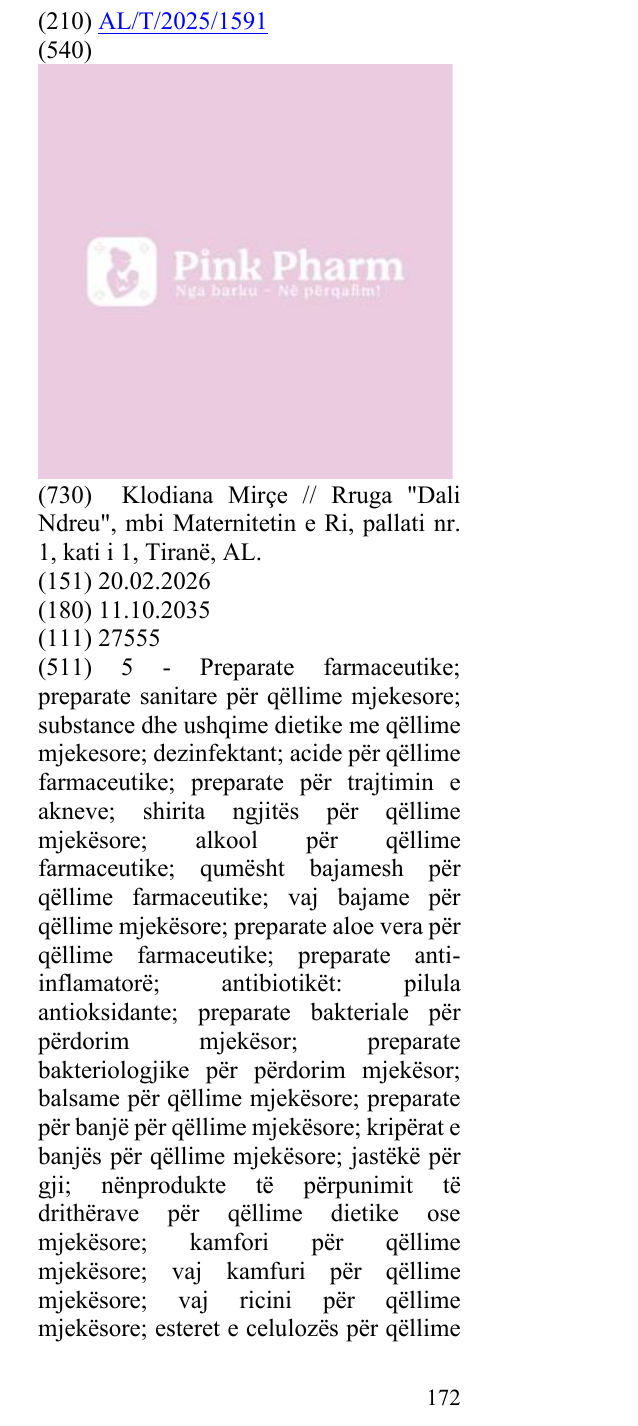 Zëri i markës Pharm; shenja e kryqit të farmacisë; në buletin