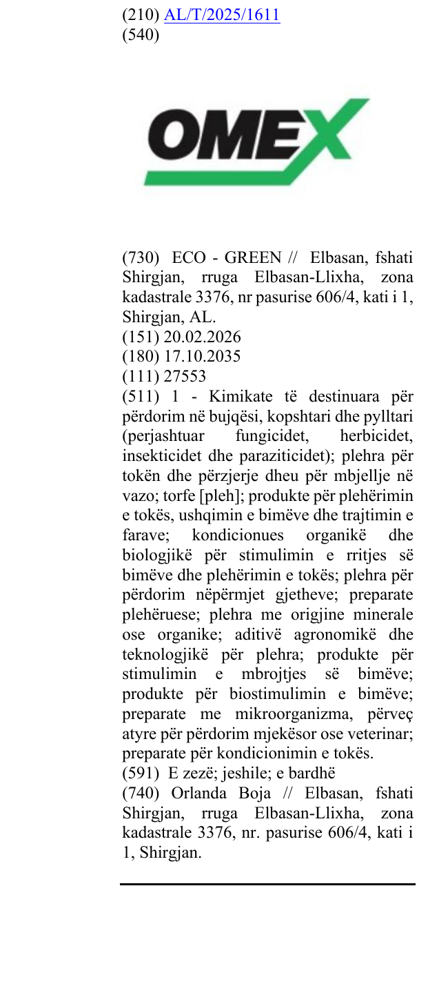 Zëri i markës OMEX në buletin