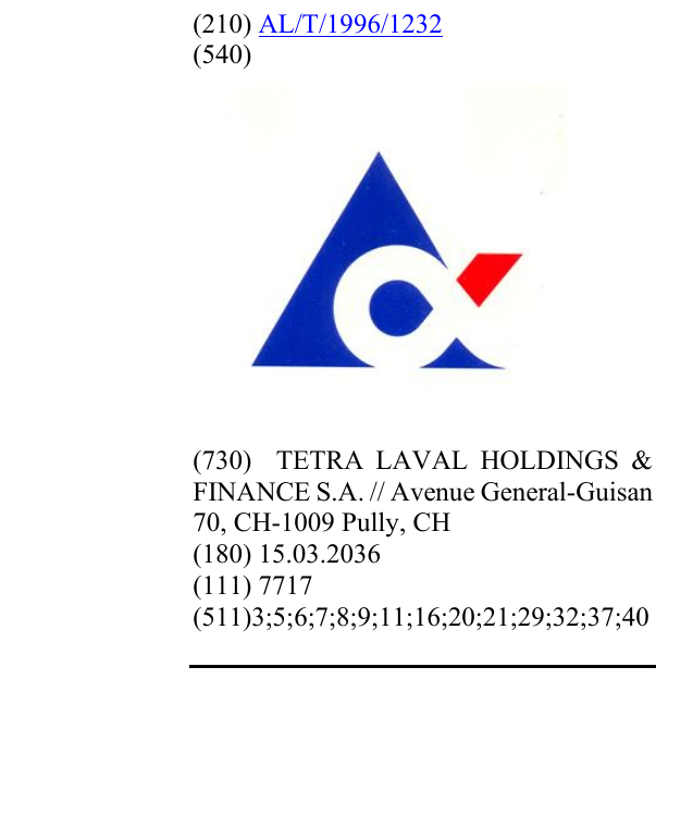 Zëri i markës AL/T/1996/1232 në buletin
