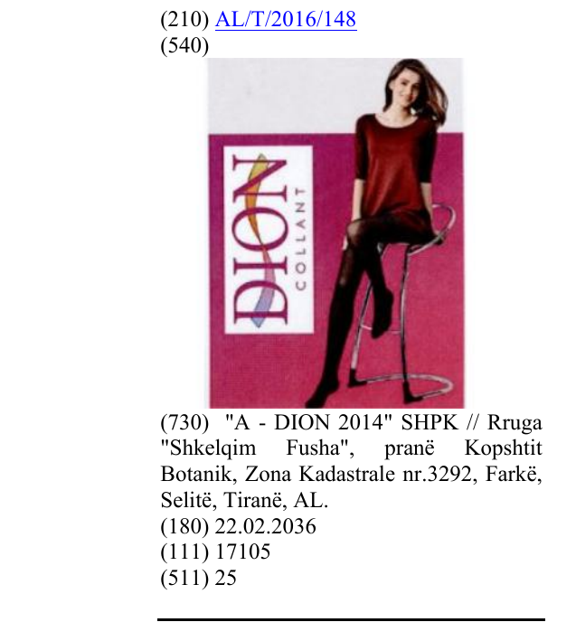 Zëri i markës DION në buletin