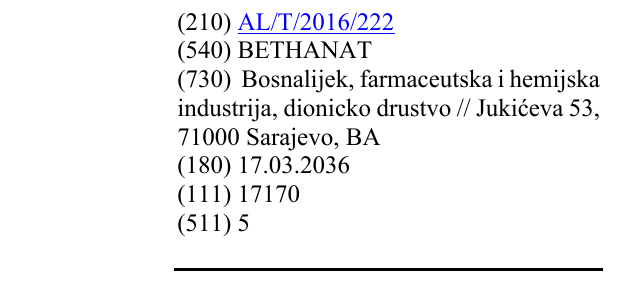 Zëri i markës BETHANAT në buletin