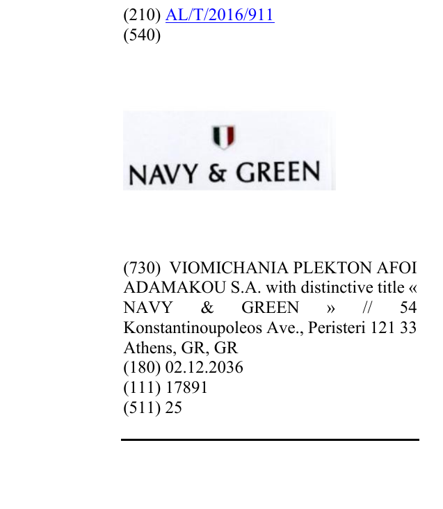 Zëri i markës NAVY & GREEN në buletin