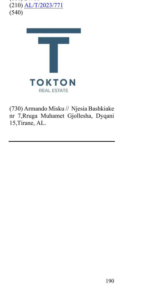 Zëri i markës TOKTON Real Estate në buletin