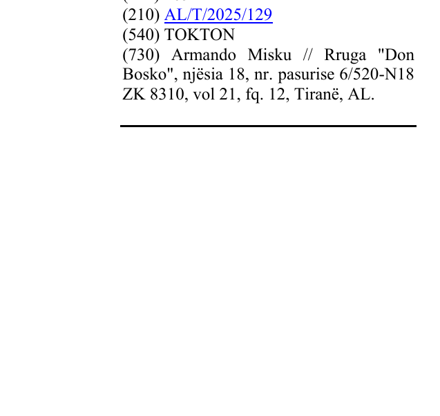 Zëri i markës TOKTON në buletin