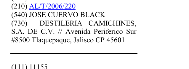 Zëri i markës JOSE CUERVO BLACK në buletin