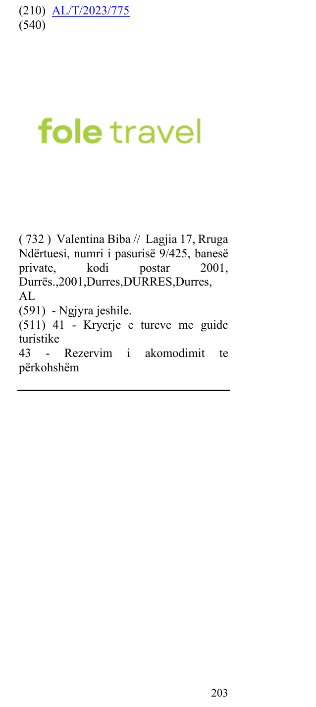 Zëri i markës Fole travel në buletin
