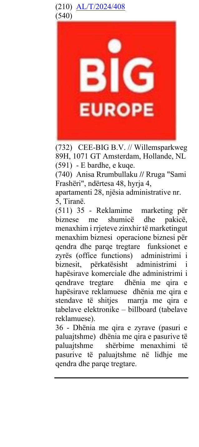 Zëri i markës BiG EUROPE në buletin