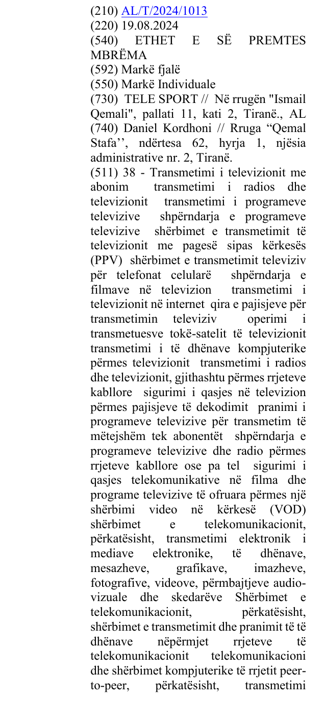 Zëri i markës ETHET E SË PREMTES MBRËMA në buletin
