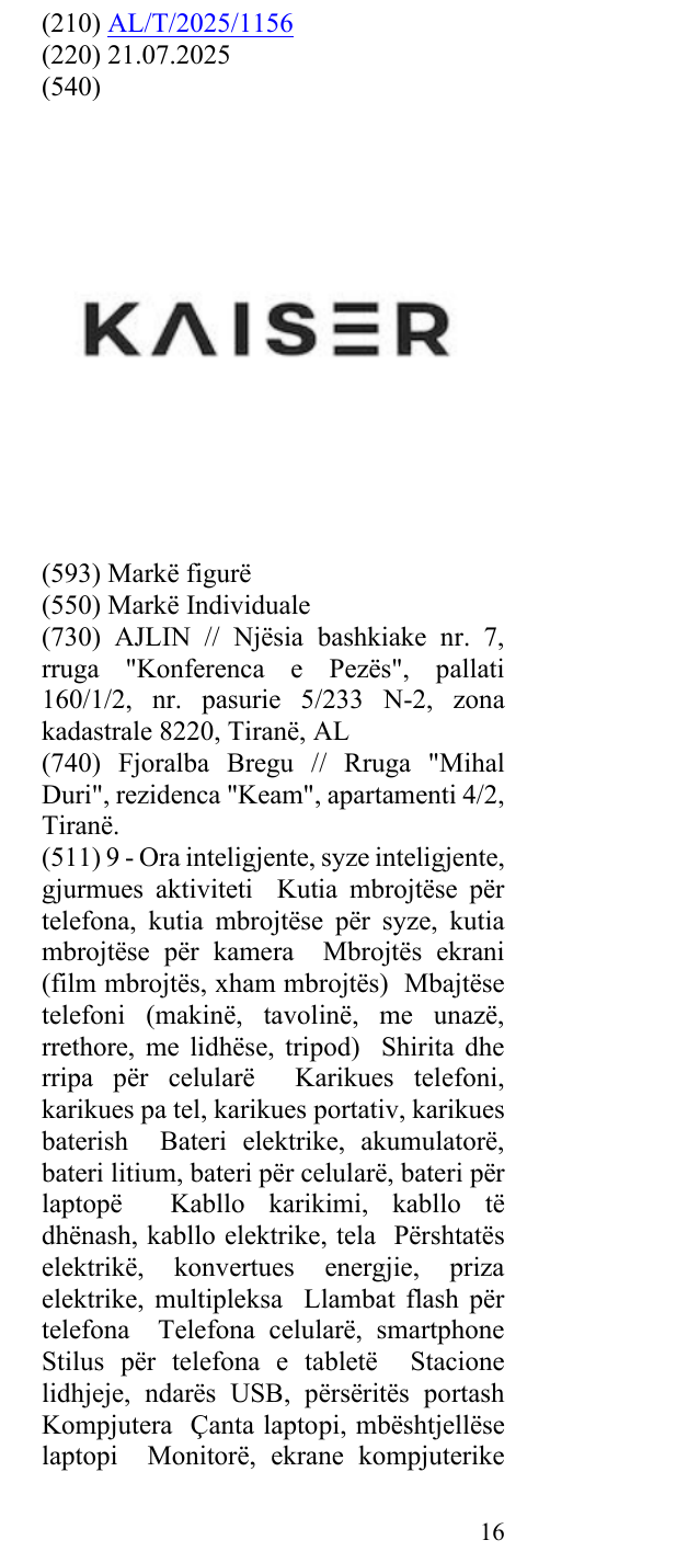 Zëri i markës Kaiser në buletin