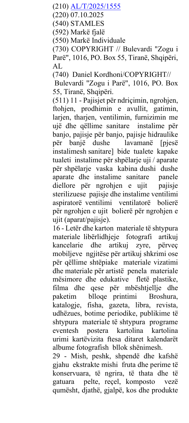 Zëri i markës STAMLES në buletin