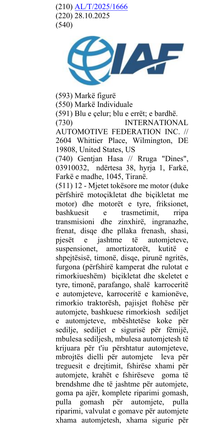 Zëri i markës IAF në buletin