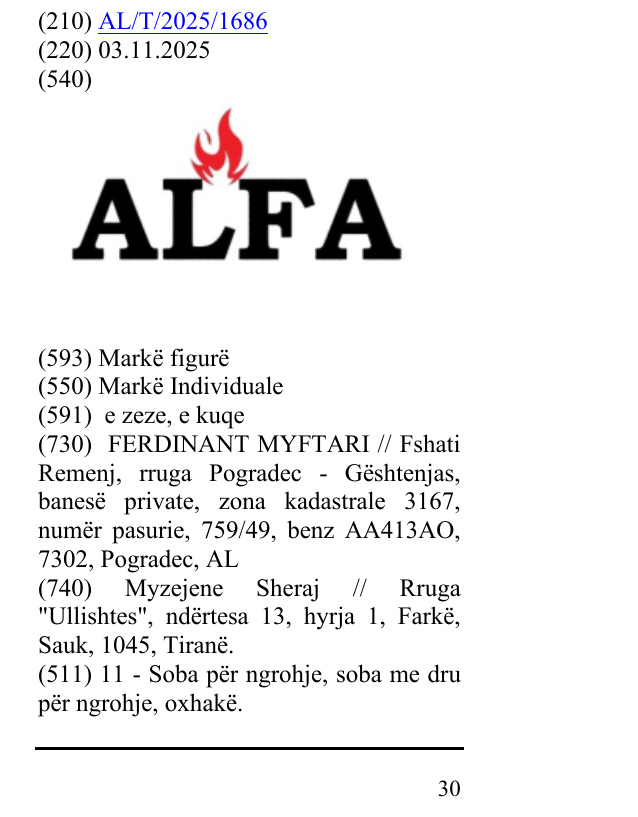 Zëri i markës ALFA në buletin