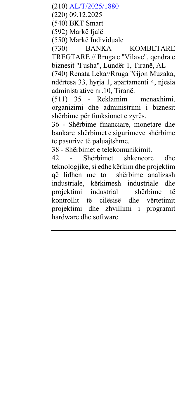 Zëri i markës BKT Smart në buletin