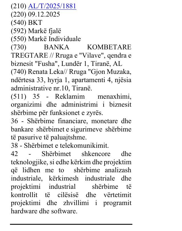 Zëri i markës BKT në buletin