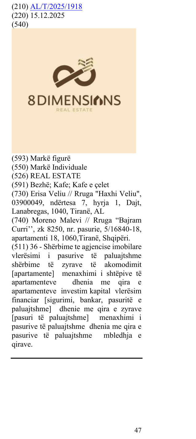 Zëri i markës REAL ESTATE në buletin