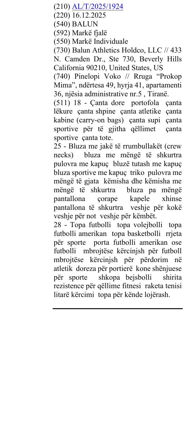 Zëri i markës BALUN në buletin