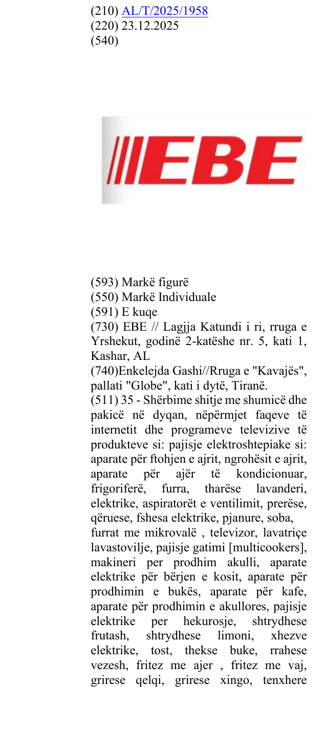 Zëri i markës Ebe në buletin