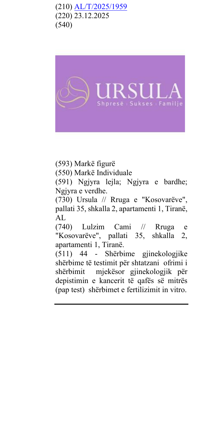 Zëri i markës URSULA Shprese Sukses Familje në buletin